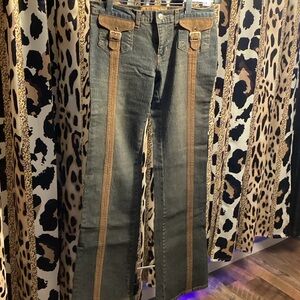 BONGO Denim and Tan Flare Jeans - VINTAGE!
